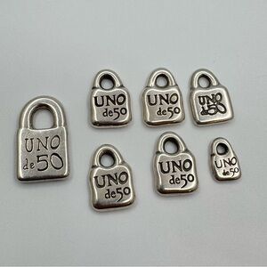 UNOde50 Silver Plated Padlock Charms Mixed Sizes Designer Jewelry